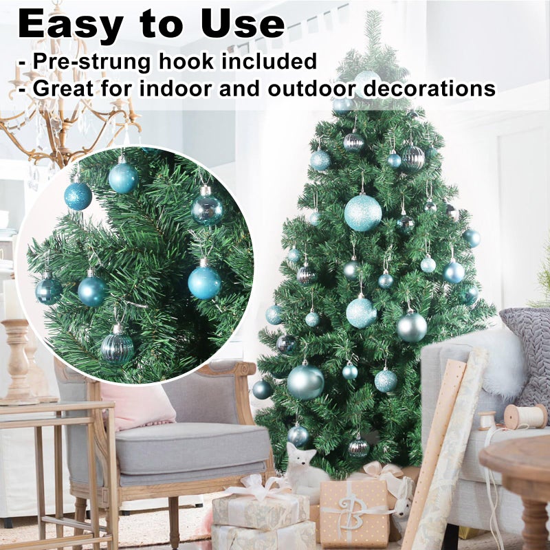 GameXcel Baby Blue 1.6" Small Christmas Balls Christmas Tree Decoration Ornaments Shatterproof Hanging Balls for Birthday Halloween Holiday Wedding Decorations Set of 24pcs - Image 5